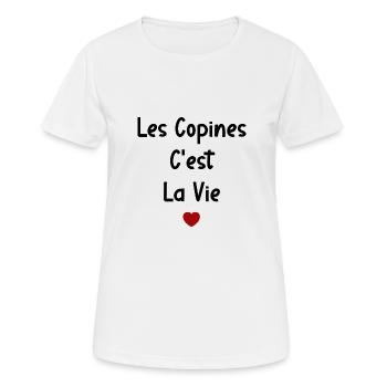 Les copines c'est la vie - T-shirt respirant Femme - blanc - Devant - AI Model Female 172 dark (172cm)