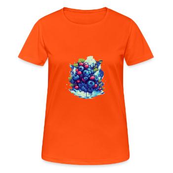 Blaubeere - Frauen T-Shirt atmungsaktiv - Neonorange - Vorne - AI Model Female 172 dark (172cm)