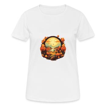 Herbstliche Landschaft - Frauen T-Shirt atmungsaktiv - Weiß - Vorne - AI Model Female 172 dark (172cm)