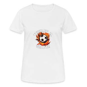 Balle de football - Quelle sauvegarde! - T-shirt respirant Femme - blanc - Devant - AI Model Female 172 dark (172cm)