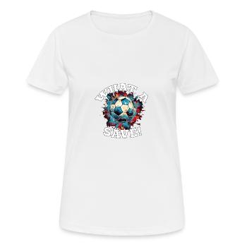 Balle de football - Quelle sauvegarde! - T-shirt respirant Femme - blanc - Devant - AI Model Female 172 dark (172cm)