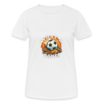 Balle de football - Quelle sauvegarde! - T-shirt respirant Femme - blanc - Devant - AI Model Female 172 dark (172cm)
