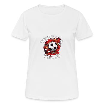Balle de football - Quelle sauvegarde! - T-shirt respirant Femme - blanc - Devant - AI Model Female 172 dark (172cm)