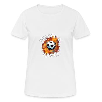 Balle de football - Quelle sauvegarde! - T-shirt respirant Femme - blanc - Devant - AI Model Female 172 dark (172cm)