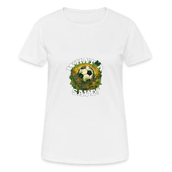 Balle de football - Quelle sauvegarde! - T-shirt respirant Femme - blanc - Devant - AI Model Female 172 dark (172cm)