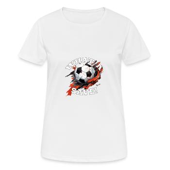Balle de football - Quelle sauvegarde! - T-shirt respirant Femme - blanc - Devant - AI Model Female 172 dark (172cm)