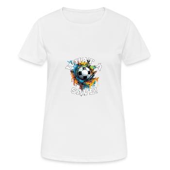 Balle de football - Quelle sauvegarde! - T-shirt respirant Femme - blanc - Devant - AI Model Female 172 dark (172cm)