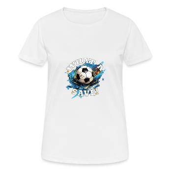Balle de football - Quelle sauvegarde! - T-shirt respirant Femme - blanc - Devant - AI Model Female 172 dark (172cm)
