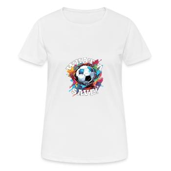 Balle de football - Quelle sauvegarde! - T-shirt respirant Femme - blanc - Devant - AI Model Female 172 dark (172cm)