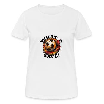 Balle de football - Quelle sauvegarde! - T-shirt respirant Femme - blanc - Devant - AI Model Female 172 dark (172cm)