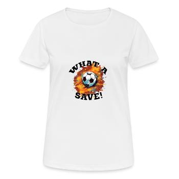 Balle de football - Quelle sauvegarde! - T-shirt respirant Femme - blanc - Devant - AI Model Female 172 dark (172cm)