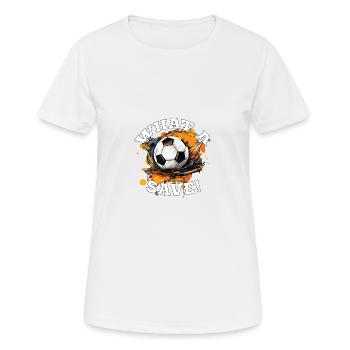 Balle de football - Quelle sauvegarde! - T-shirt respirant Femme - blanc - Devant - AI Model Female 172 dark (172cm)