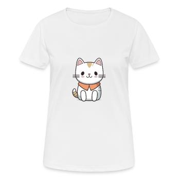 Katze - Kawaii Style - Frauen T-Shirt atmungsaktiv - Weiß - Vorne - AI Model Female 172 dark (172cm)