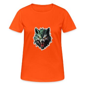 Loup - Illustration - T-shirt respirant Femme - orange néon - Devant - AI Model Female 172 dark (172cm)