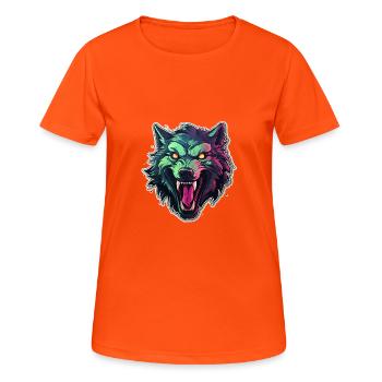 Wolf - Illustration - Frauen T-Shirt atmungsaktiv - Neonorange - Vorne - AI Model Female 172 dark (172cm)