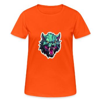 Wolf - Illustration - Frauen T-Shirt atmungsaktiv - Neonorange - Vorne - AI Model Female 172 dark (172cm)