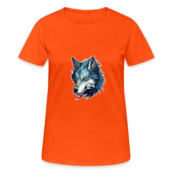 Wolf - Illustration - Frauen T-Shirt atmungsaktiv - Neonorange - Vorne - AI Model Female 172 dark (172cm)