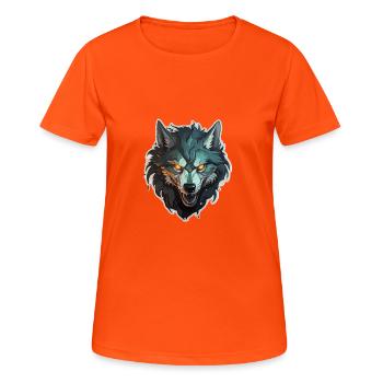 Wolf - Illustration - Frauen T-Shirt atmungsaktiv - Neonorange - Vorne - AI Model Female 172 dark (172cm)