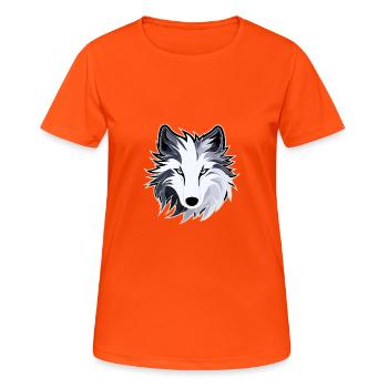 Wolf - Illustration - Frauen T-Shirt atmungsaktiv - Neonorange - Vorne - AI Model Female 172 dark (172cm)