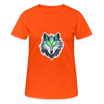 Wolf - Illustration - Frauen T-Shirt atmungsaktiv - Neonorange - Vorne - AI Model Female 172 dark (172cm)