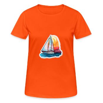 Voilier - illustration - T-shirt respirant Femme - orange néon - Devant - AI Model Female 172 dark (172cm)