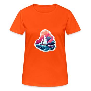 Voilier - illustration - T-shirt respirant Femme - orange néon - Devant - AI Model Female 172 dark (172cm)