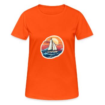 Voilier - illustration - T-shirt respirant Femme - orange néon - Devant - AI Model Female 172 dark (172cm)