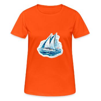 Voilier - illustration - T-shirt respirant Femme - orange néon - Devant - AI Model Female 172 dark (172cm)