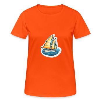 Voilier - illustration - T-shirt respirant Femme - orange néon - Devant - AI Model Female 172 dark (172cm)