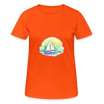 Voilier - illustration - T-shirt respirant Femme - orange néon - Devant - AI Model Female 172 dark (172cm)