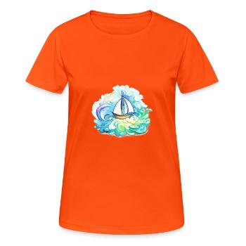 Voilier - illustration - T-shirt respirant Femme - orange néon - Devant - AI Model Female 172 dark (172cm)