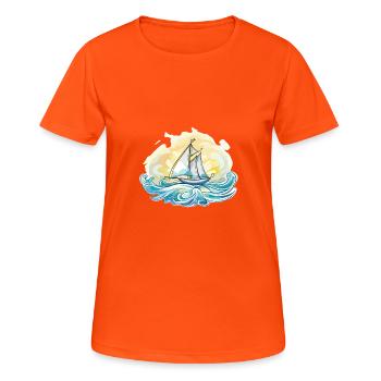Voilier - illustration - T-shirt respirant Femme - orange néon - Devant - AI Model Female 172 dark (172cm)