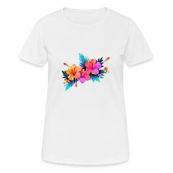 Hibiskus - Frauen T-Shirt atmungsaktiv - Weiß - Vorne - AI Model Female 172 dark (172cm)