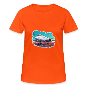 Avion - illustration - T-shirt respirant Femme - orange néon - Devant - AI Model Female 172 dark (172cm)