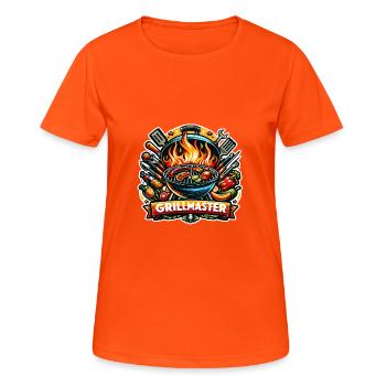 GrillMaster - Grill Illustration - Frauen T-Shirt atmungsaktiv - Neonorange - Vorne - AI Model Female 172 dark (172cm)