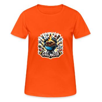GrillMaster - Illustration de gril - T-shirt respirant Femme - orange néon - Devant - AI Model Female 172 dark (172cm)