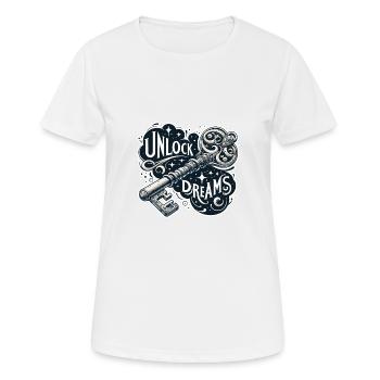 Unlock Dreams - Schlüssel Illustration - Frauen T-Shirt atmungsaktiv - Weiß - Vorne - AI Model Female 172 dark (172cm)