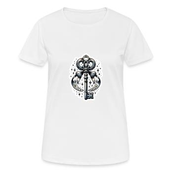 Unlock Dreams - Schlüssel Illustration - Frauen T-Shirt atmungsaktiv - Weiß - Vorne - AI Model Female 172 dark (172cm)