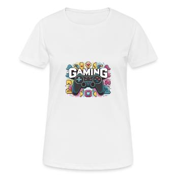 Jeux - Manettes - T-shirt respirant Femme - blanc - Devant - AI Model Female 172 dark (172cm)