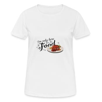 Je ne suis ici que pour la nourriture. - T-shirt respirant Femme - blanc - Devant - AI Model Female 172 dark (172cm)