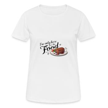 Je ne suis ici que pour la nourriture. - T-shirt respirant Femme - blanc - Devant - AI Model Female 172 dark (172cm)