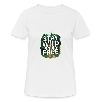 Bleib wild, bleib frei - Frauen T-Shirt atmungsaktiv - Weiß - Vorne - AI Model Female 172 dark (172cm)