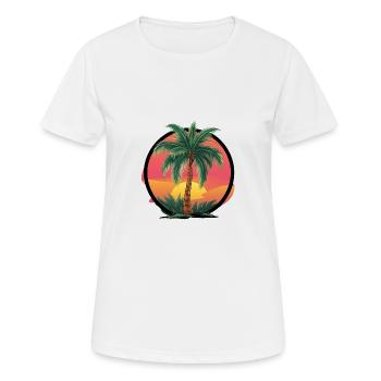 Tropische Palme bei Sonnenuntergang – Urlaubsmotiv - Frauen T-Shirt atmungsaktiv - Weiß - Vorne - AI Model Female 172 dark (172cm)