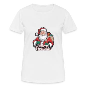 Weihnachtsmann – Frohe Weihnachten Illustration - Frauen T-Shirt atmungsaktiv - Weiß - Vorne - AI Model Female 172 dark (172cm)