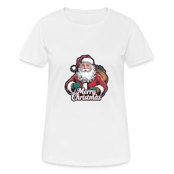 Weihnachtsmann – Frohe Weihnachten Illustration - Frauen T-Shirt atmungsaktiv - Weiß - Vorne - AI Model Female 172 dark (172cm)