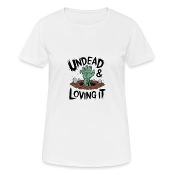 Zombie-Hand - Undead & Loving It - Frauen T-Shirt atmungsaktiv - Weiß - Vorne - AI Model Female 172 dark (172cm)