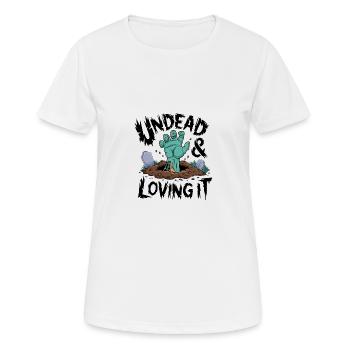 Zombie-Hand - Undead & Loving It - Frauen T-Shirt atmungsaktiv - Weiß - Vorne - AI Model Female 172 dark (172cm)