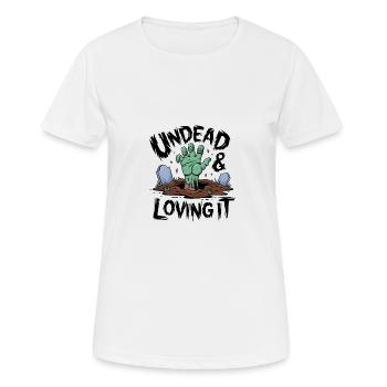 Zombie-Hand - Undead & Loving It - Frauen T-Shirt atmungsaktiv - Weiß - Vorne - AI Model Female 172 dark (172cm)