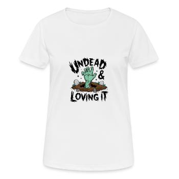 Zombie-Hand - Undead & Loving It - Frauen T-Shirt atmungsaktiv - Weiß - Vorne - AI Model Female 172 dark (172cm)