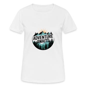 L’aventure vous attend – Panorama de montagne - T-shirt respirant Femme - blanc - Devant - AI Model Female 172 dark (172cm)
